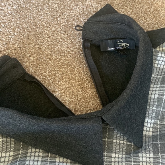 Suzanne Betro Dark Gray White Plaid Tunic Top Shirt Dress - Picture 3 of 3